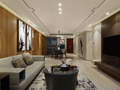 楚曦新城府现代中式145平米三室两厅装修案例