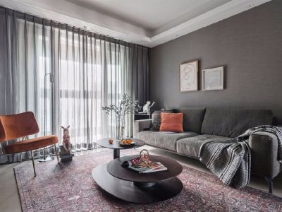 中铁城江督府简约风格106平米三居室装修效果图案例