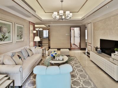 香湾青城三居室126方欧式风格装修案例