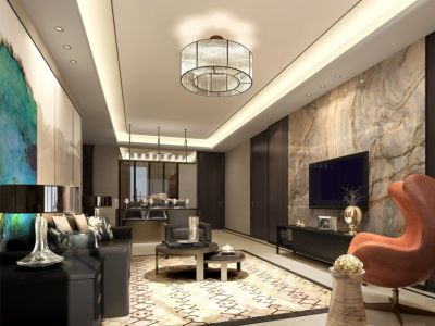 鲁商松江新城三居室126方现代风格装修案例