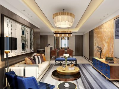 盟科观邸三居室117方现代风格装修案例