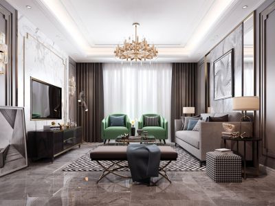 金地·云麓一号现代风格156平米四居室装修设计图案例