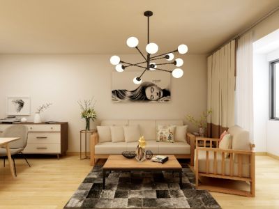 保利浅海时光里极简风格二居装修案例