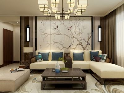 珠江俊景三居室116方新中式风格装修案例