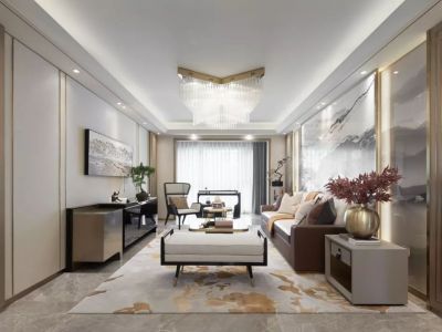 首开融侨·首融府新中式风格146平米三居室装修效果图案例