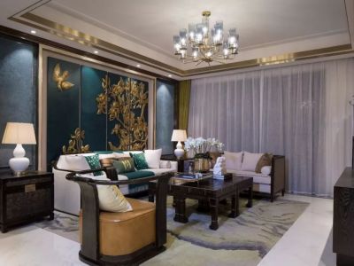 鸿海溪园127平中式风格装修案例