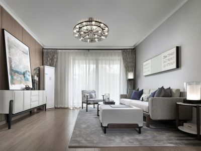 世茂福晟·钱隆府新中式风格133平米三居室装修效果图案例