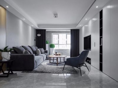 奥体金茂悦极简风格168平米四居室装修设计图案例