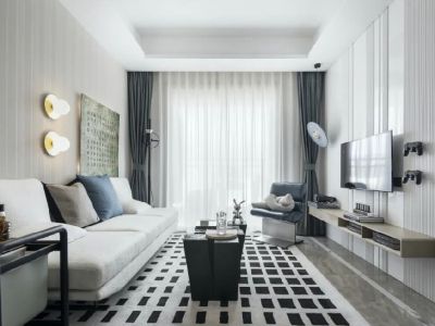 联发时代天骄98平现代风格装修案例