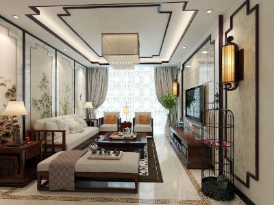 福荣园110平三居室新中式风格装修案例