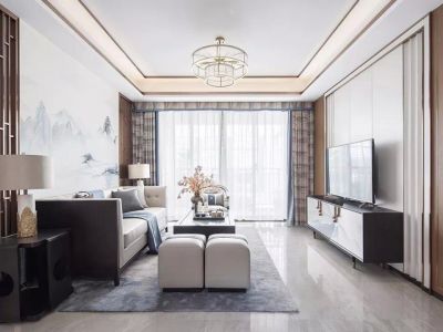 东方名园新中式风格123平米三居室装修案例