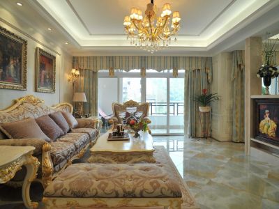 华发城建四季半岛欧式风格140平米四室两厅装修案例