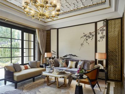 保利半山温泉谷200平新中式风格装修案例