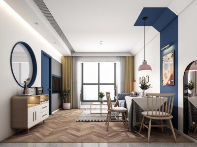 江湾城128平方三居室现代风格装修案例