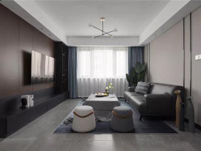 和盛中央城126㎡三居室现代风格装修案例