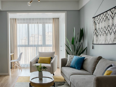 富闽时代广场北欧风格121平米三居室装修效果图案例