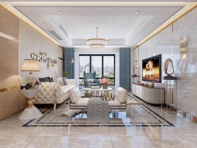 中央公园138平方三居室现代轻奢装修案例