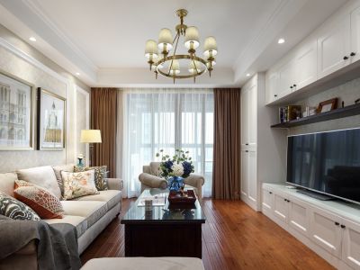 观山满庭芳119平三居室美式风格装修案例