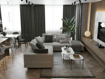 交投港航·上河城现代风格109平米三居室装修效果图案例