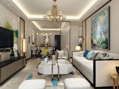 嘉利学府128平三居室现代轻奢风格装修案例