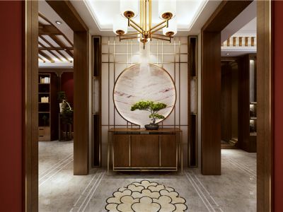 恒大绿洲161平三居室中式风格装修案例