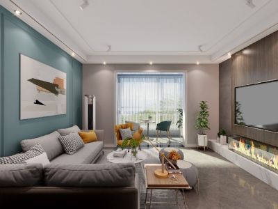 恒大名都120平三居室现代风格装修案例