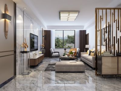 城南逸居120平三居室现代轻奢装修案例