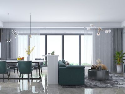 富力金禧160平四居室现代轻奢装修案例