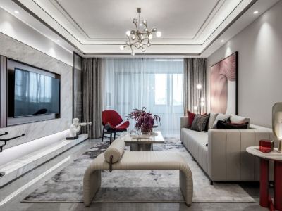 天一城142㎡三居室新中式风格装修案例