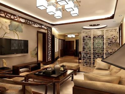 紫御府135平方三居室新中式风格装修案例