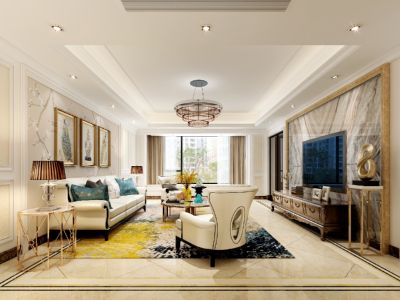 丽雅龙汐台欧式风格238平米装修案例