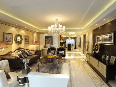 华发城建四季半岛欧式风格140平米四室两厅装修案例