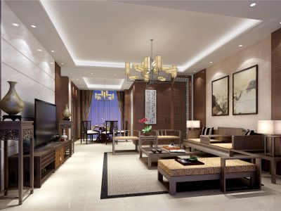 华发四季中式风格143平米四室两厅装修案例