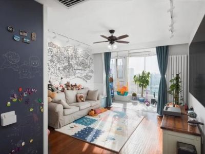 六安蓝鸟装饰金色南郡125平方三居室美式风格装修案例