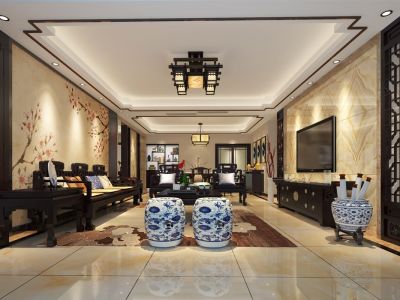 恒大未来城178㎡四居室中式风格装修案例