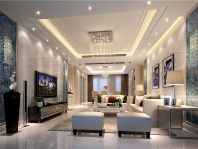 山水庭院130㎡三居室现代风格装修案例