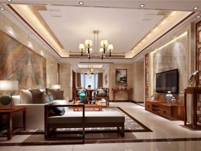 中正锦城155平三居室中式风格装修案例