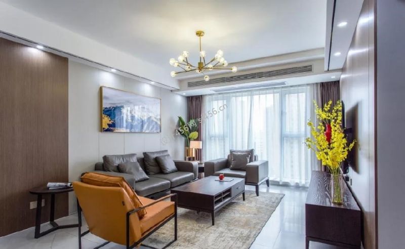 129平三居室现代简约风格客厅装修效果图