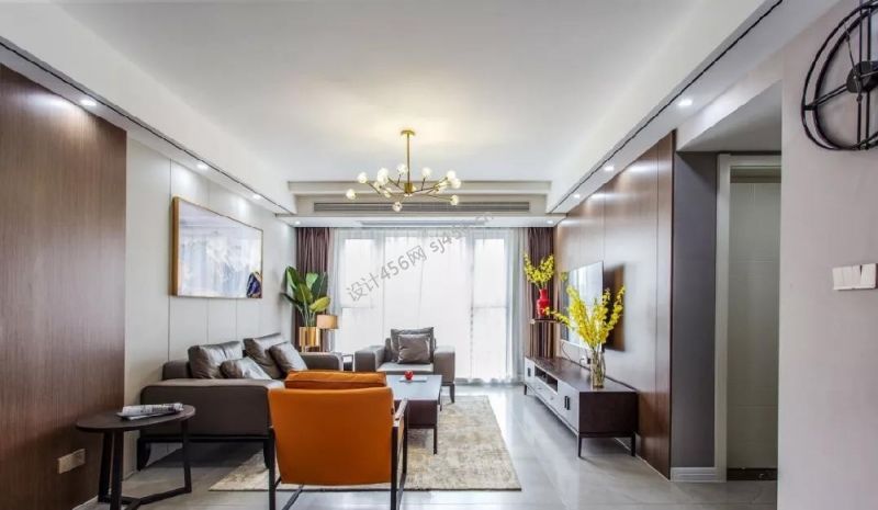 129平三居室现代简约风格沙发装修效果图