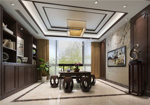 178㎡四居室中式风格茶室装修效果图