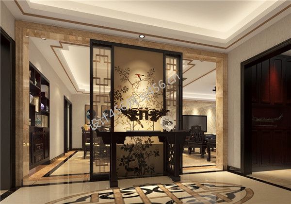 178㎡四居室中式风格玄关装修效果图