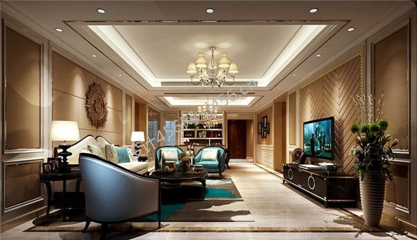 163平四居室新古典风格客厅装修效果图
