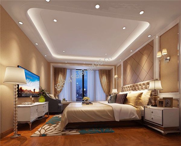 163平四居室新古典风格卧室床头装修效果图