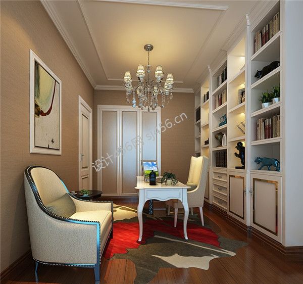 163平四居室新古典风格书房装修效果图
