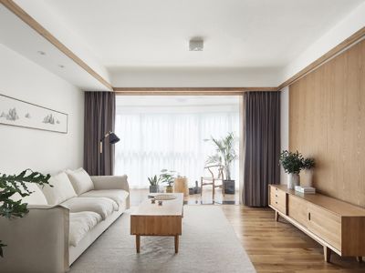 郡源悦城108简约原木风三居室装修案例