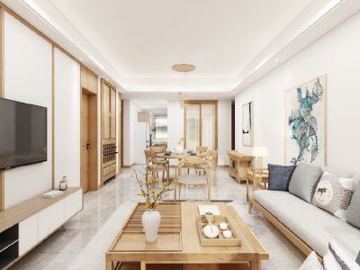 世茂倾城150平四居室米新中式装修案例