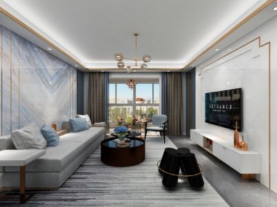 贤达水韵长滩现代风格三居装修案例