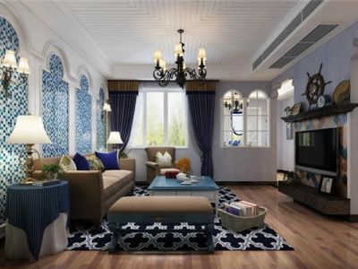 汇丰丽城131㎡三居室地中海风格装修案例