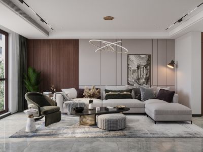 兰亭·御湖城113平三居室现代风格装修案例