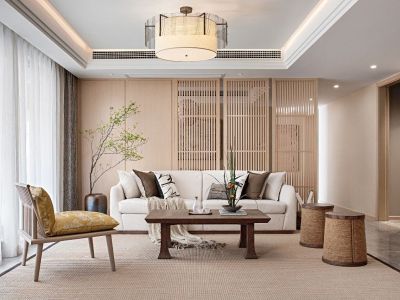 金星花园新中式风格160平米三居室装修案例